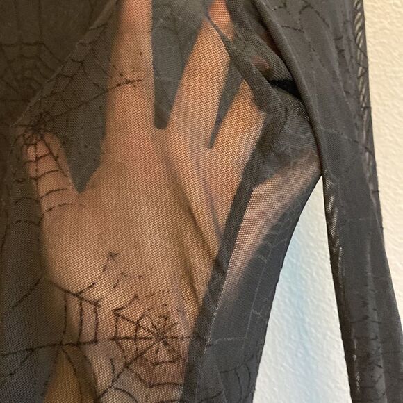 Long sleeve sheer spider web top- Halloween shirt- Size large - Picture 6 of 7